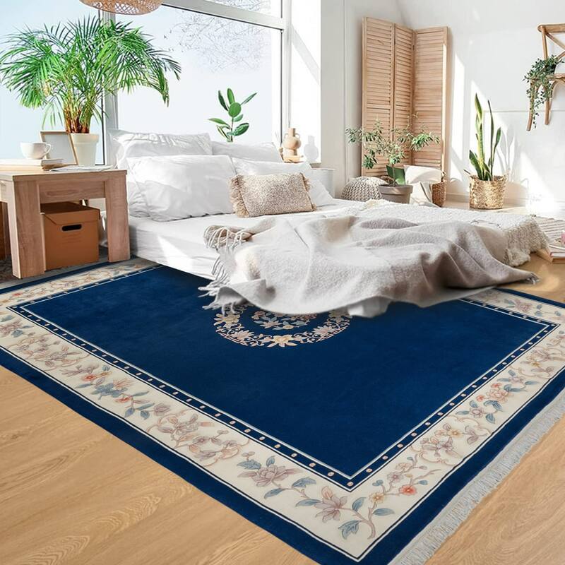 Gertmenian Oriental Estate Traditional Oriental Floral Border Metallion Hand Knot Wool Area Rug Collection