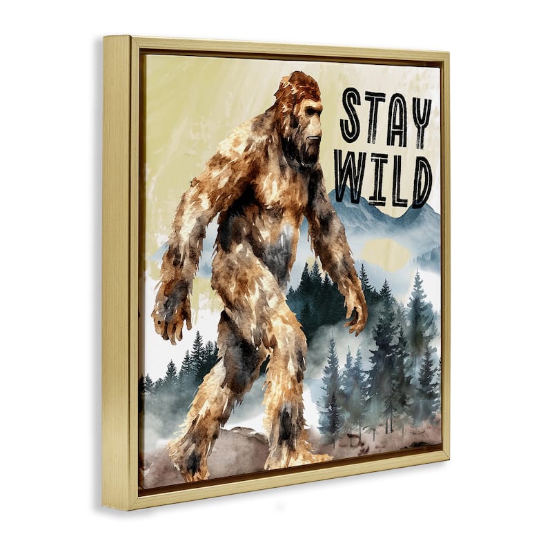 Stupell Stay Wild with Mythical Monster Framed Floater Canvas Wall Art Design By Nicole DeCamp