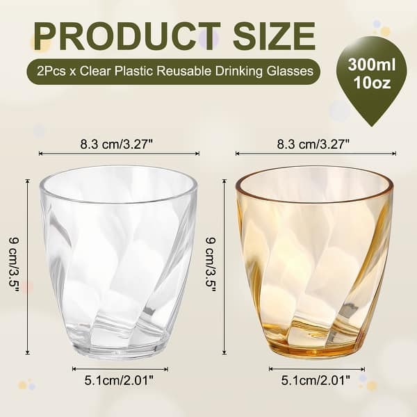dimension image slide 7 of 18, Clear Reusable Drinking Glasses Diagonal Texture Plastic Cup