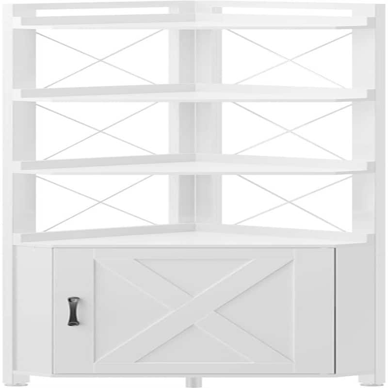 Corner Bookshelf - 12.5"D x 18.9"W x 70.91"H - White