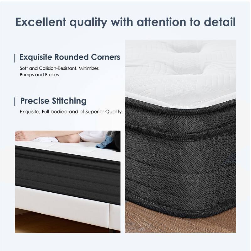 12 Inch Hybrid Mattress Individually Pocketed Innerspring（Twin/Full/Queen/King）
