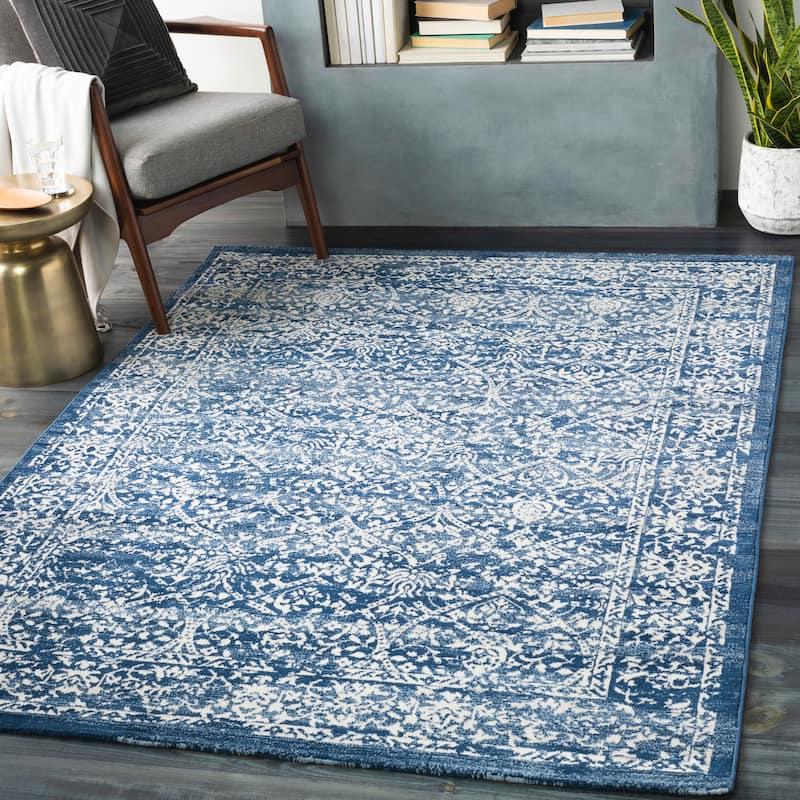 Livabliss Juventas Distressed Medallion Area Rug - 9' x 12' 3" - Navy - Rectangle