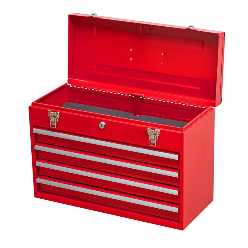 Portable Steel Tool Box with 4 Drawers,Cylinder Lock and Latch Closure