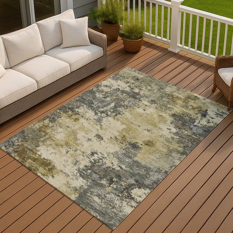 Machine Washable Indoor/ Outdoor Casual Contemporary Chantille Rug - Pewter - 5' x 7'6"