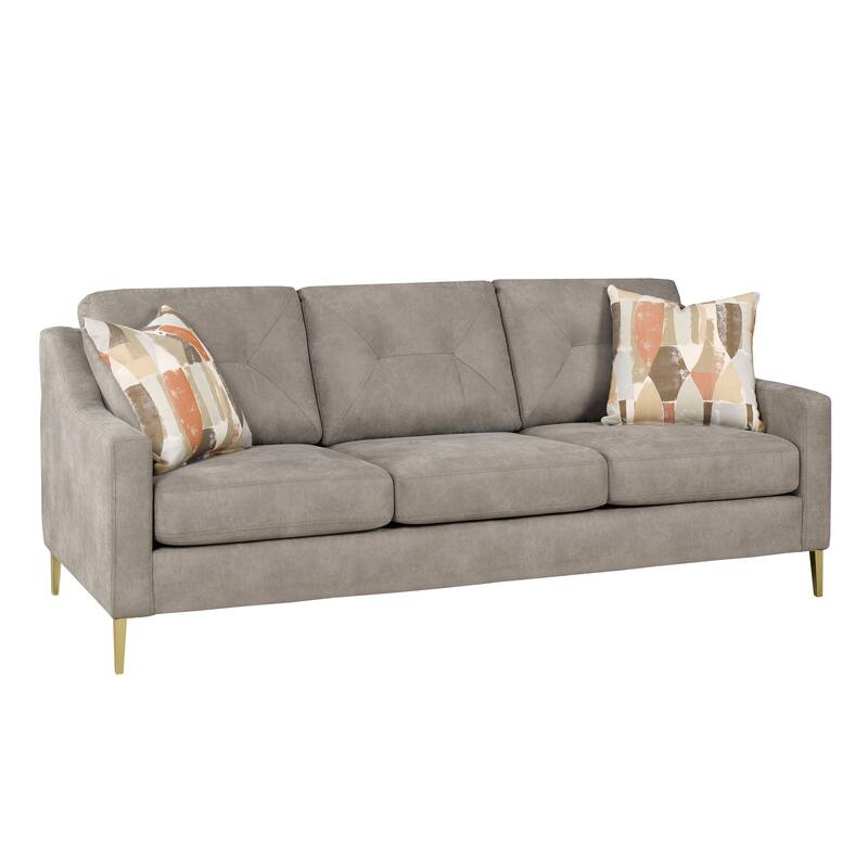 Weston Retro-Modern Grey Fabric Tufted Sofa and Loveseat Set