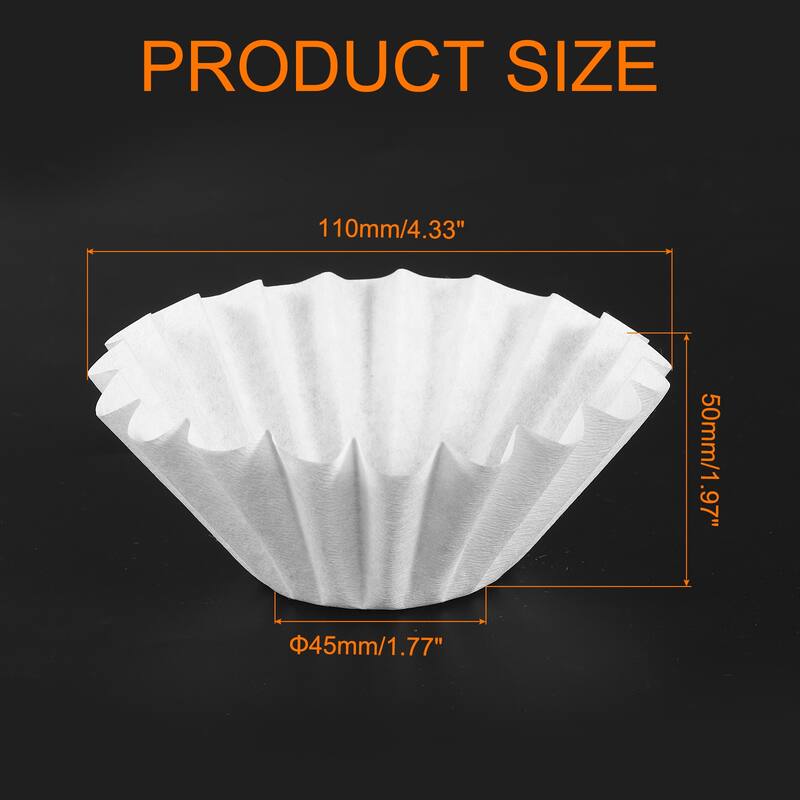 200Pcs Coffee Filters, Disposable Basket Paper Filter Home Office - White - 50mm