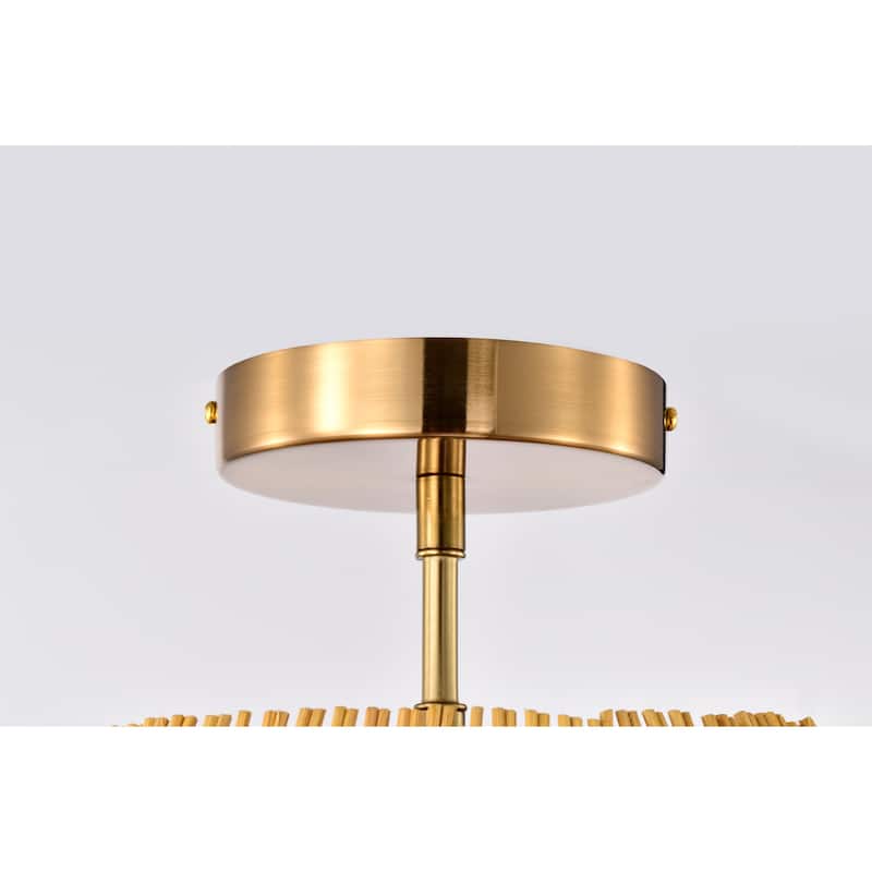 Lucilla 15 Inch Natural Rattan Semi Flush Mount 3-Light