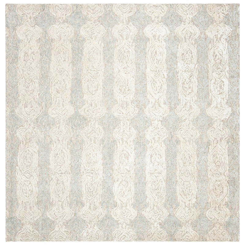 SAFAVIEH Handmade Glamour Mehrangiz Modern Viscose Rug - 6' Square - Grey/Ivory
