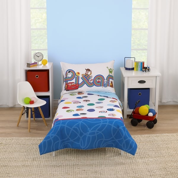 slide 2 of 5, Disney Choose Happy Pixar Friends Multi-Colored 4 Piece Toddler Bed Set