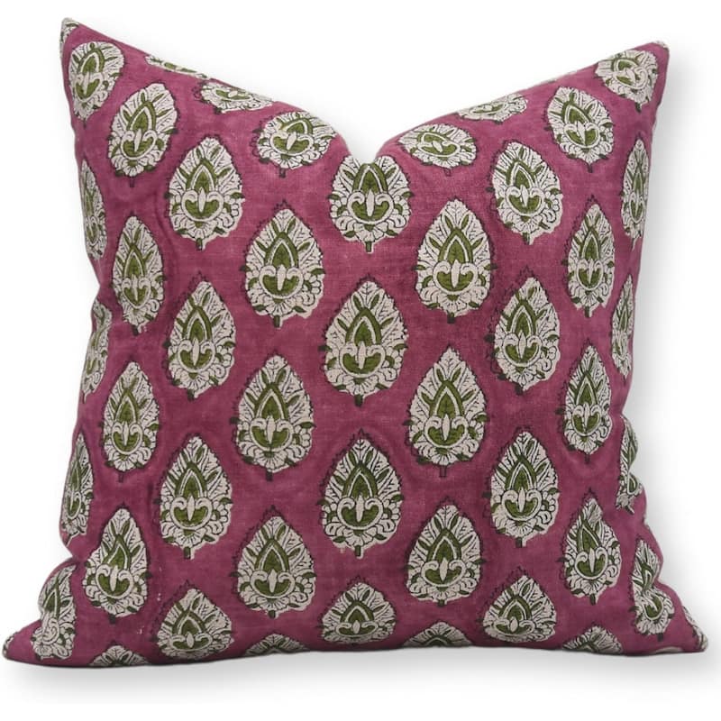 Fabdivine Linen Boho Block print pillow Cover - Pillow Covers - 16" x 16"