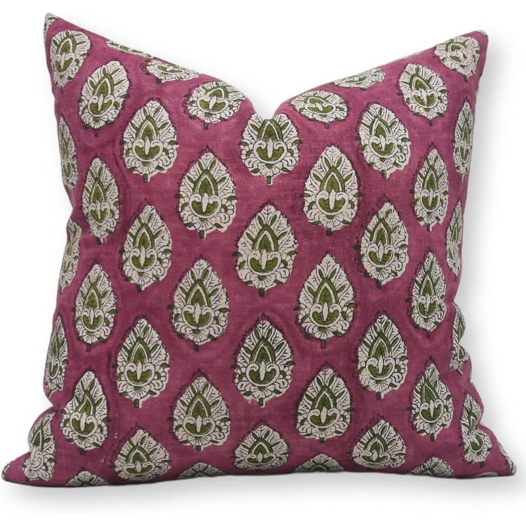 Fabdivine Linen Boho Block print pillow Cover
