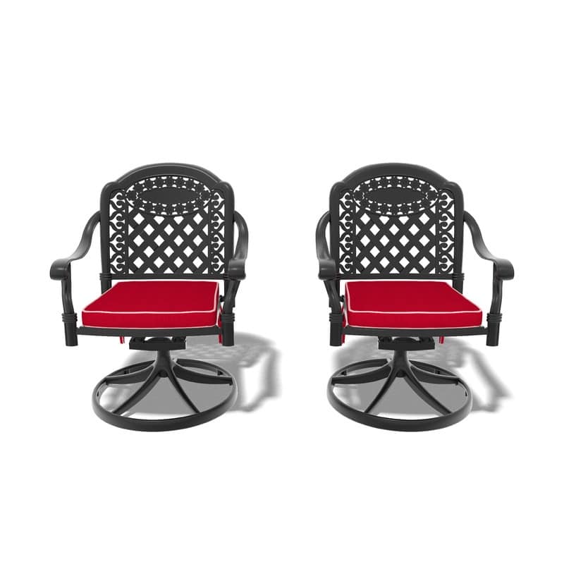 Black Swivel Aluminum Patio Outdoor Dining Chair (2-Pack)