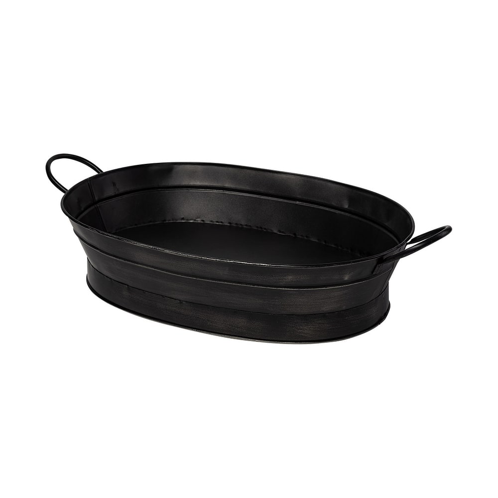 HomeRoots 14" Black Metal Basket - 13.7795" W x 19.685" D x 4.3307" H