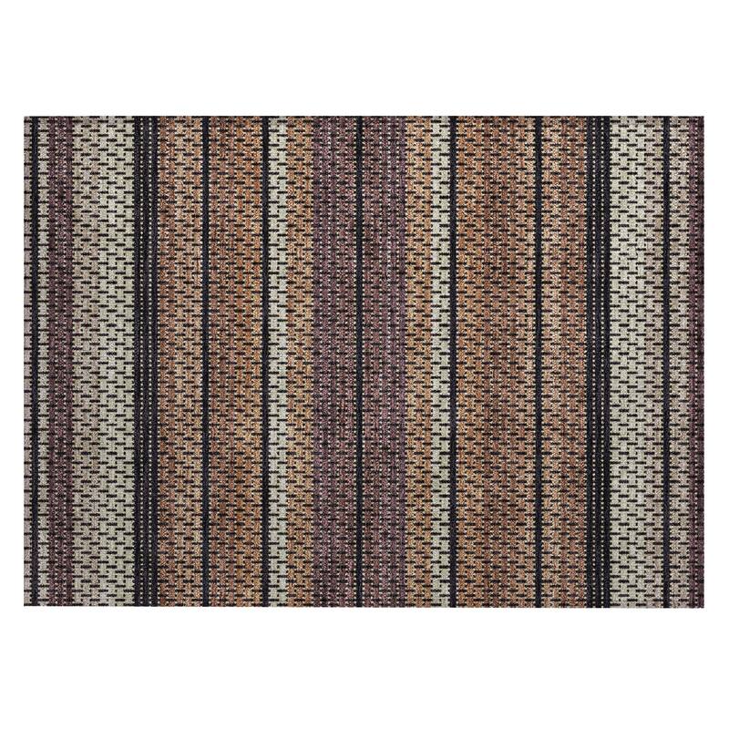 Machine Washable Indoor/ Outdoor Boho Stripe Chantille Rug