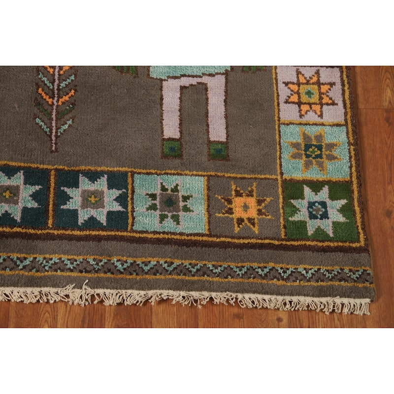 Hand Knotted Oriental 100% Wool Carpet Traditional Tribal Brown Heriz (serapi) Runner Rug - 9' 11'' X 4' 0''