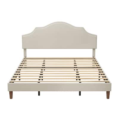 GDFStudio Bed Frame Upholstered Platform Bed with Adjustable Headboard