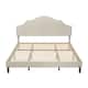 Modern Simple Queen Size Bed Frame Upholstered Platform Bed with Adjustable Headboard & Linen Fabric Padded