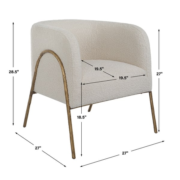 Uttermost Jacobsen Off White Shearling Accent Chair - 27"W x 28.5"H x 27"D