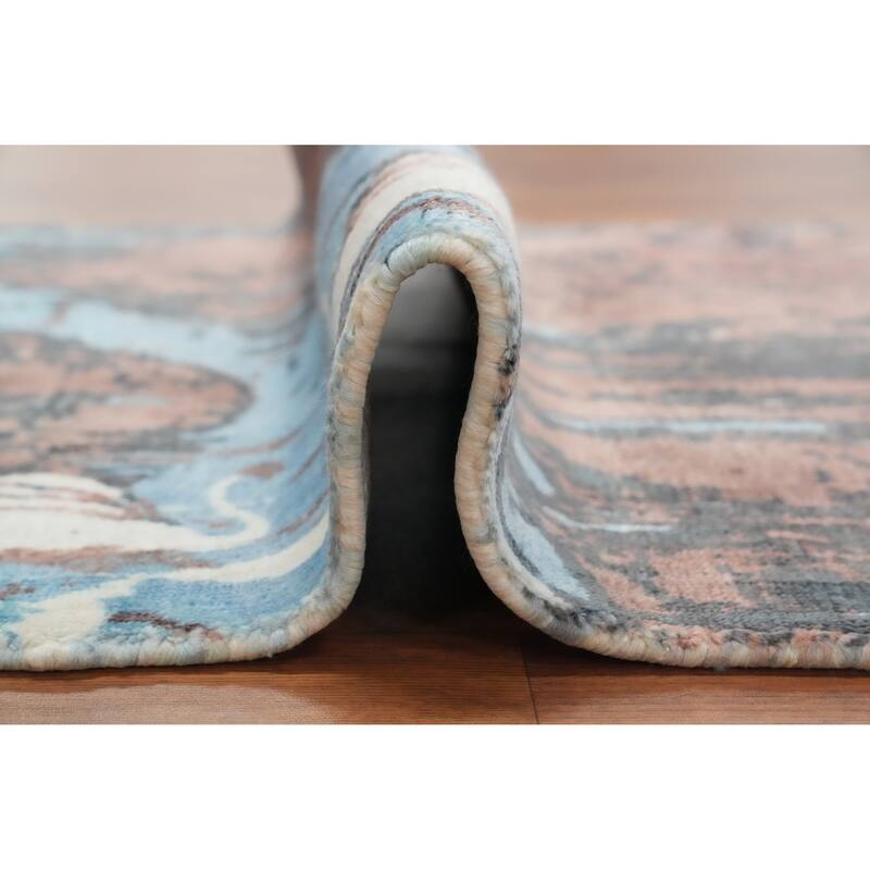 Hand Knotted Oriental Viscose Silk Carpet Modern Animal Pictorial Multi-Colored Abstract Area Rug - 4' 0'' X 2' 0''