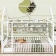 preview thumbnail 2 of 25, Full Size Metal Bed House Bed Frame with Fence and Shelves, White