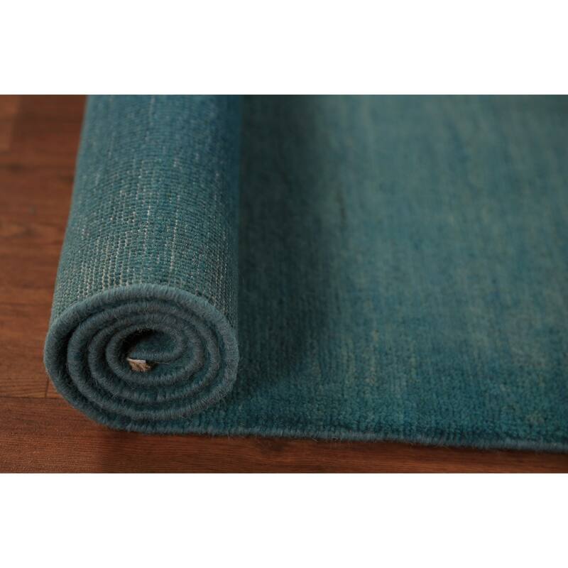 Teal Blue Gabbeh Oriental Rug Handmade Wool Carpet - 2'8" x 4'1"