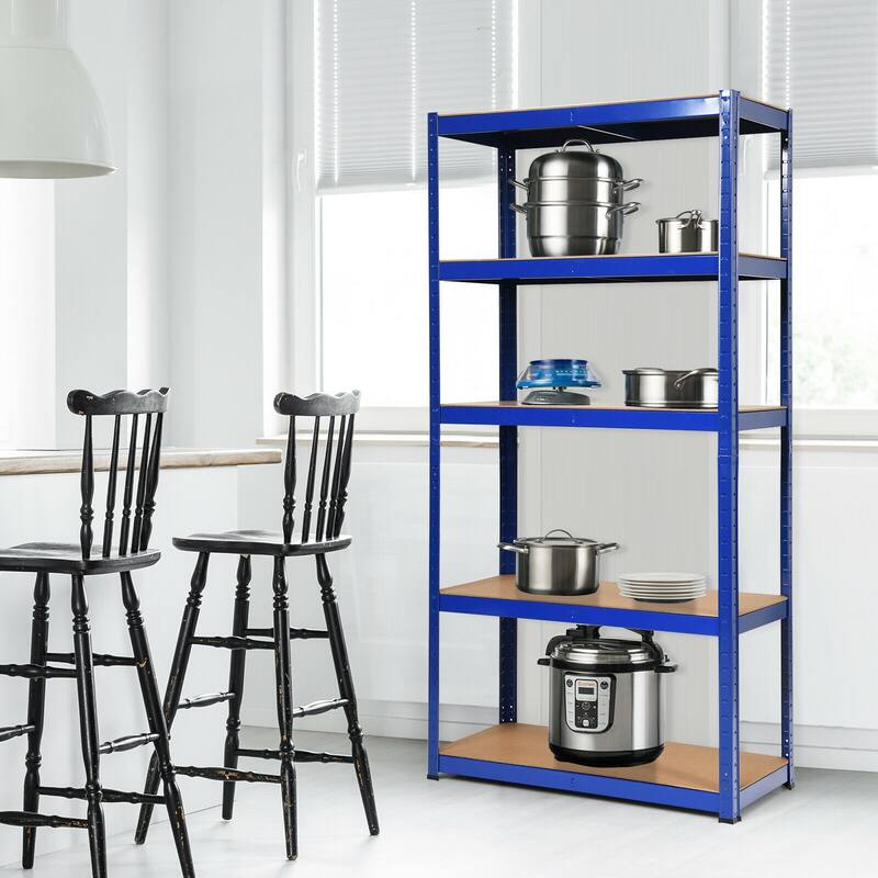 Set of 2 Navy 5-Tier Adjustable Storage Shelf Rack Heavy Duty Garage Utility Room Organizer - 36" x 16" x 72" (L x W x H)