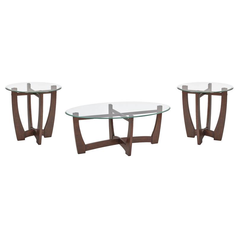 23.5 Inch Round Glass Coffee Table, Cherry Round Coffee Table Center Table With Glass Top, Small Coffee Table