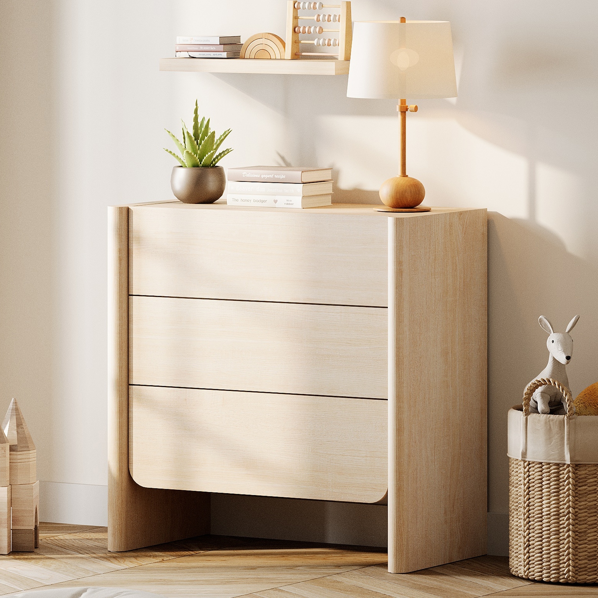 french modern dresser SICOTAS Cas Fluted 6 Drawer Dresser Modern Handleless Dresser for Bedroom, 53.5Inch Wide Chest of Drawers Dresser Storage for Bedroom, White Alder