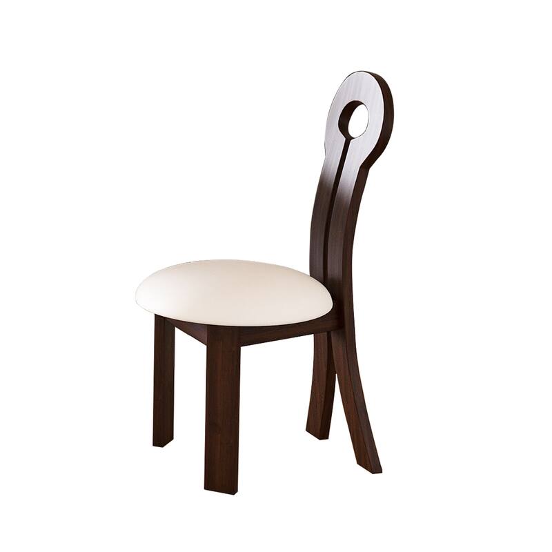 Modern 2 Piece PU Solid Wood Kitchen Dining Chair with Round Cushion and Backrest for Dining Room Kitchen Living Room Bedroom