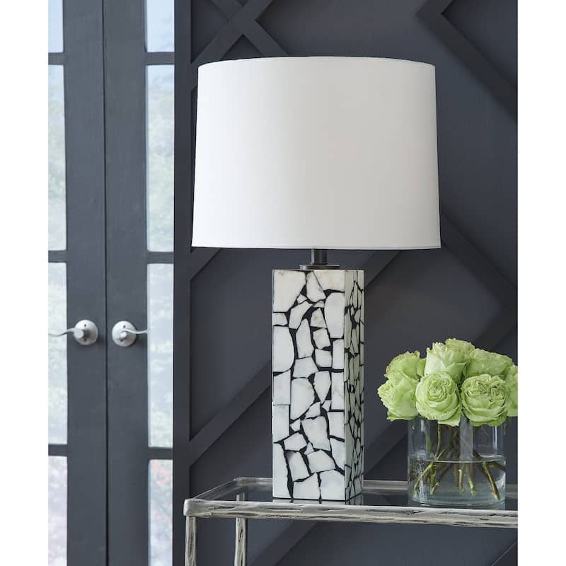 Signature Design by Ashley Macaria White/Black Table Lamp - 15.5"W x 15.5"D x 28"H