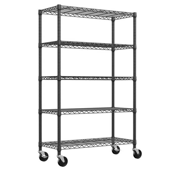 5-Shelf Storage Shelves, Wire Shelving Heavy Duty Metal Storage Shelving Unit Adjustable Garage Shelving Rack