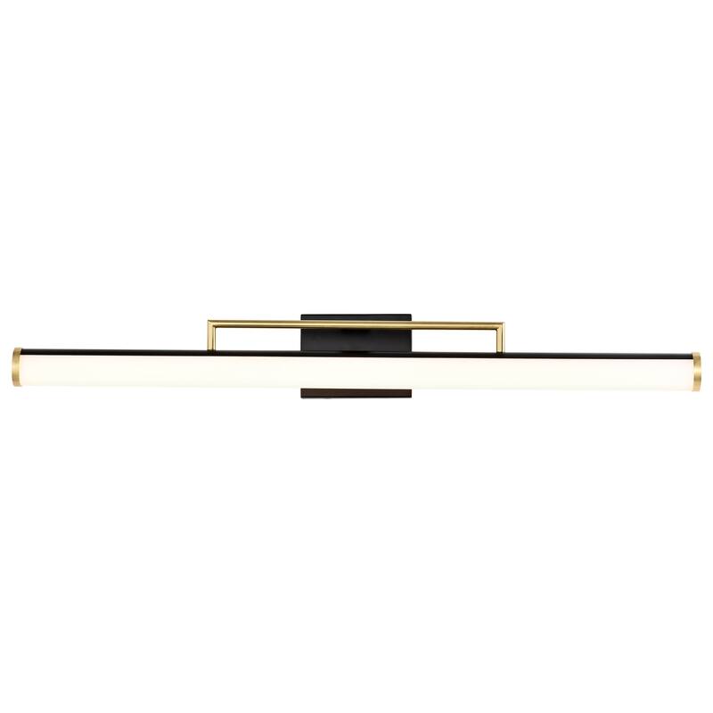Solano Large Vanity - LED - Black and Brushed Brass Finish - White Acrylic Lens