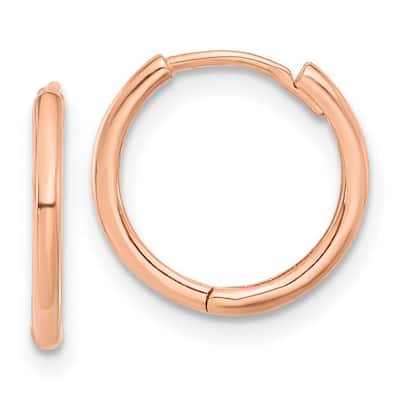Curata 14k Rose Gold Polished Hinged Hoop Earrings - 13.5x14mm