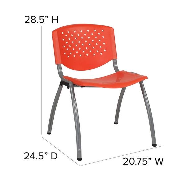dimension image slide 4 of 6, Powder-coated Metal/ Plastic Stackable Chair (Set of 5)