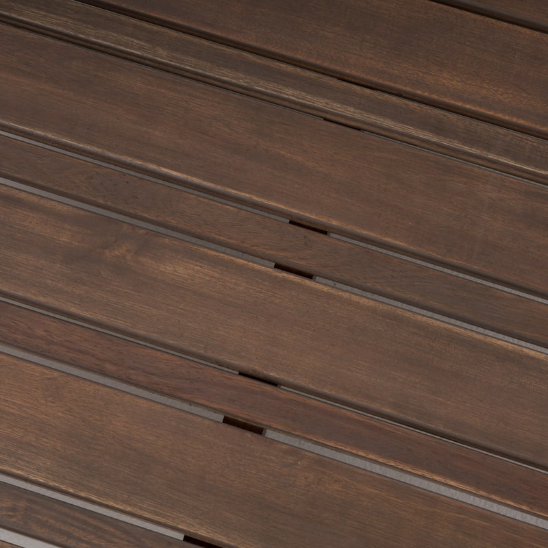 Oana Outdoor 5 Seater V Shaped Mid-Century Modern Acacia Wood Sectional Sofa Set with Coffee Table by Christopher Knight Home