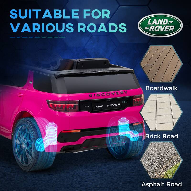 12V Land Rover Discovery Kids Electric Car with Remote Control & Music Features - Pink