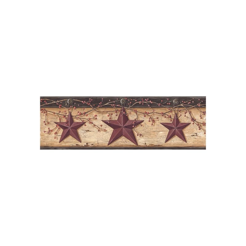 Chesapeake Graham Sand Rustic Star Trail Border - 6in x 180in x 0.025in