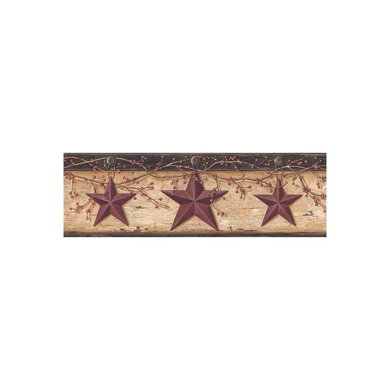 Chesapeake Graham Sand Rustic Star Trail Border - 6in x 180in x 0.025in