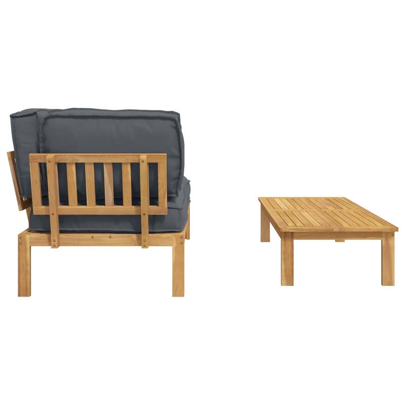 vidaXL Sofa Set with Cushion Plain 2 pcs Anthracite Solid Acacia Wood - 52.36 x 36.22 x 27.17 in