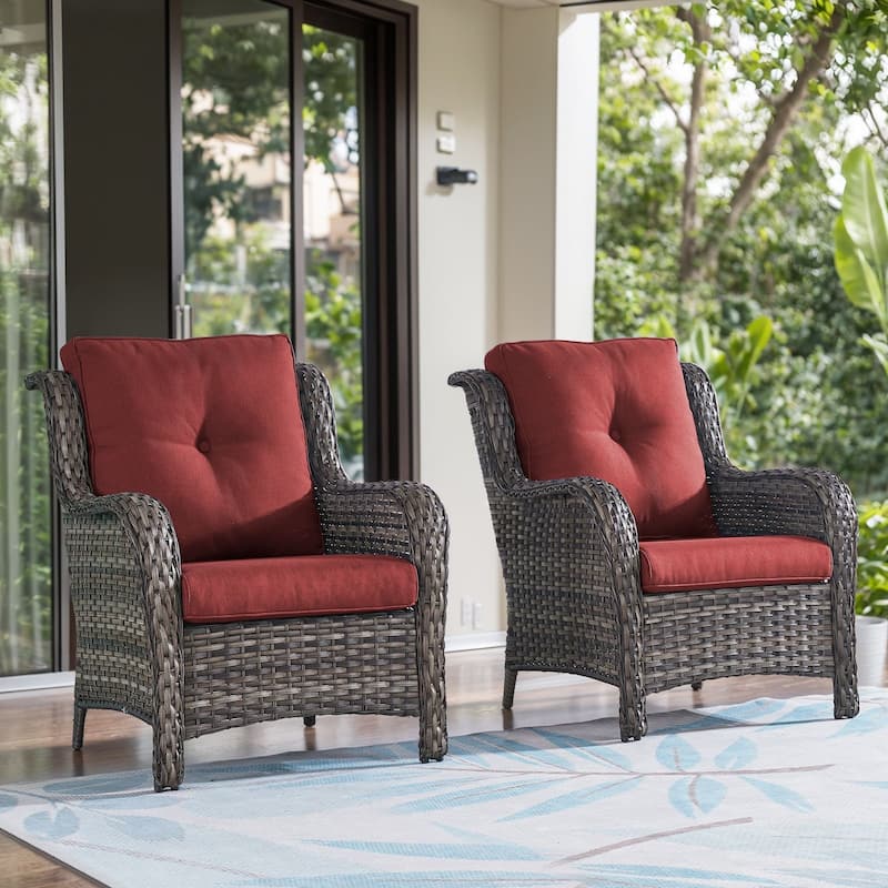 Gymojoy Outdoor Wicker Club Chairs Patio Seating with Olefin Weather-Resistant Cushions