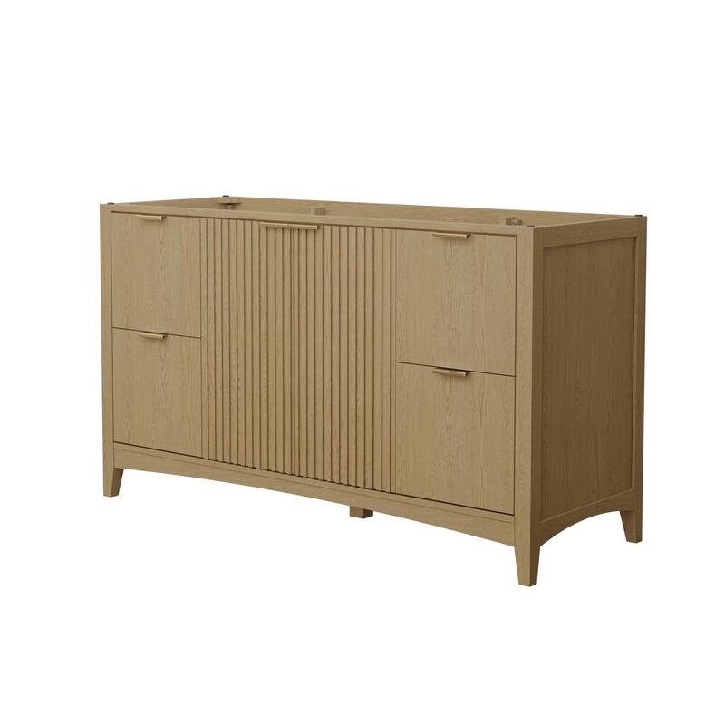 Wyndham Collection WCF9191-60S-CXSXXMXX Palmilla 60" Single Free - Natural Oak / Brushed Gold Hardware