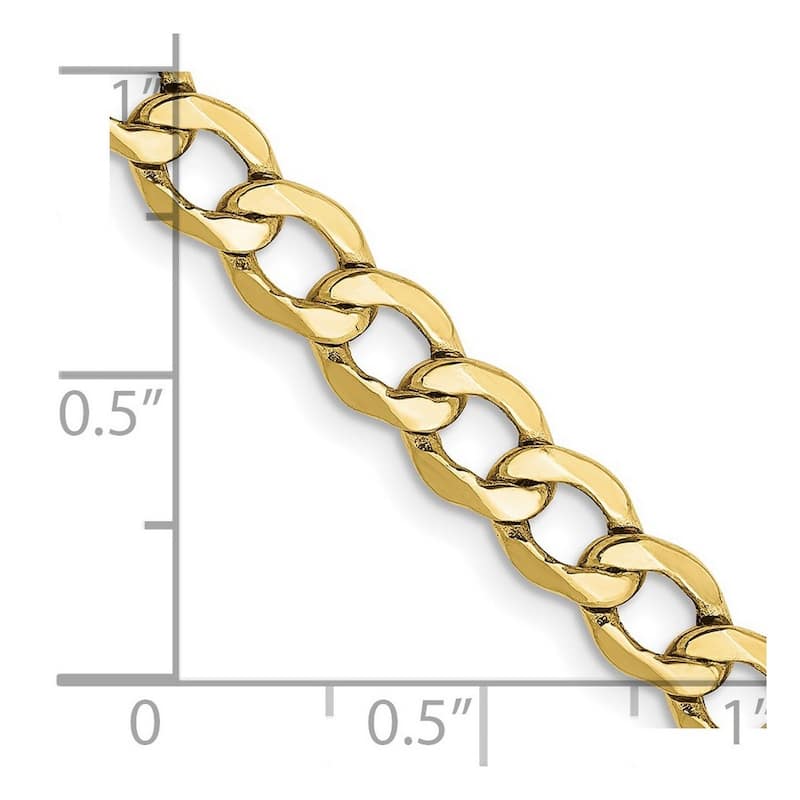 Curata 10k Yellow Gold 7" 8" or 9" 5.25mm Semi Solid Curb Link Chain Bracelet for men or women