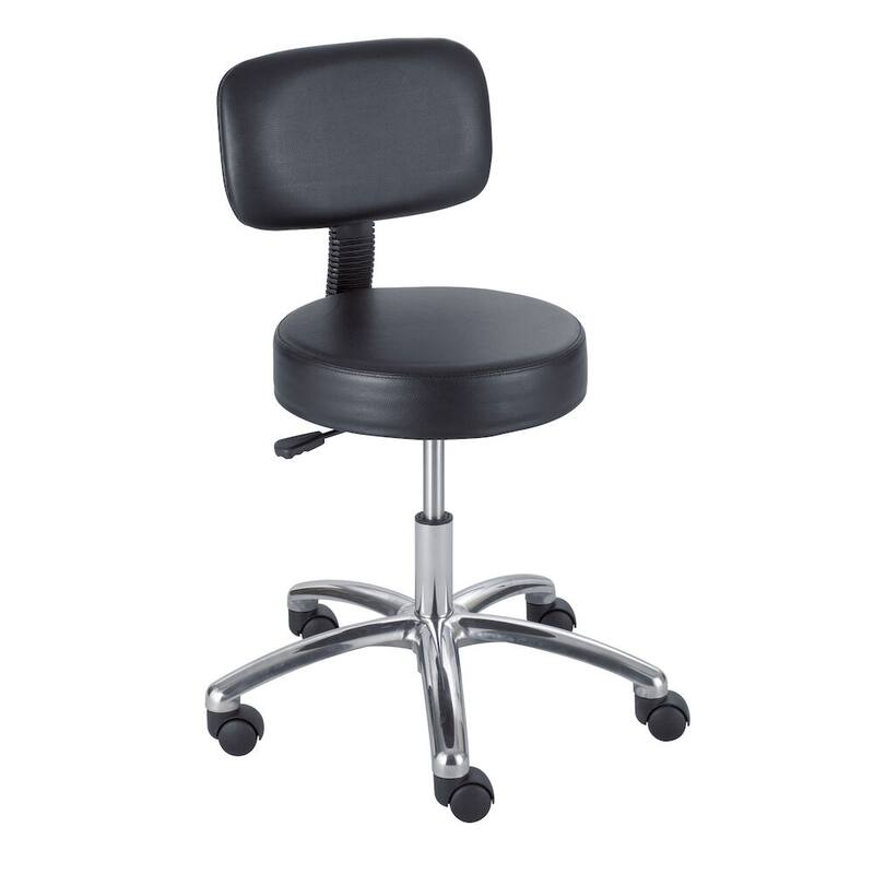 Black Vinyl Pneumatic Adjustable Lab Stool with Ergonomic Support - Black