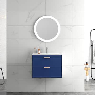 Compact Wall-Mounted Vanity Set with Porcelain Sink, Durable and Space-Saving Design - 24in L