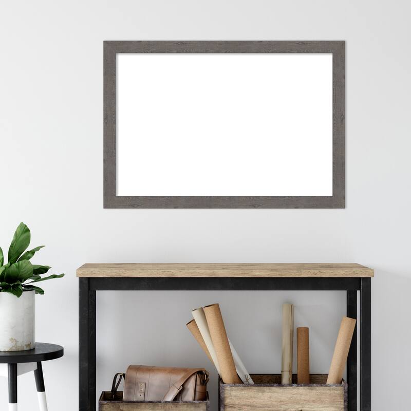 Amanti Art Rustic Plank Espresso Narrow Framed Dry Erase Magnetic Board