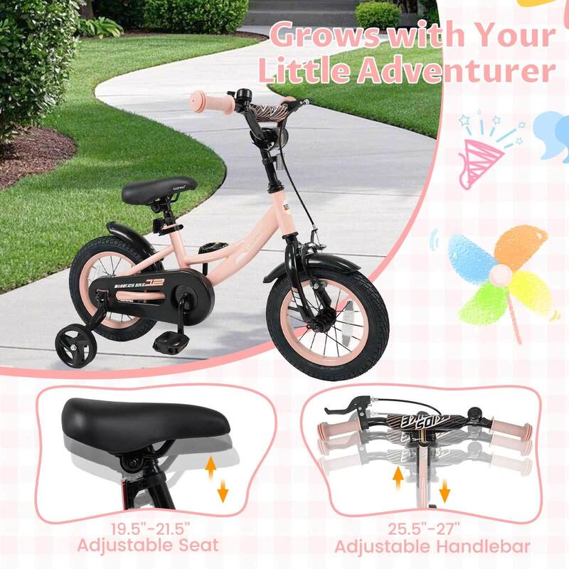 Costway 14" Kids Bike with Removable Training Wheels Adjustable Seat & - See Details