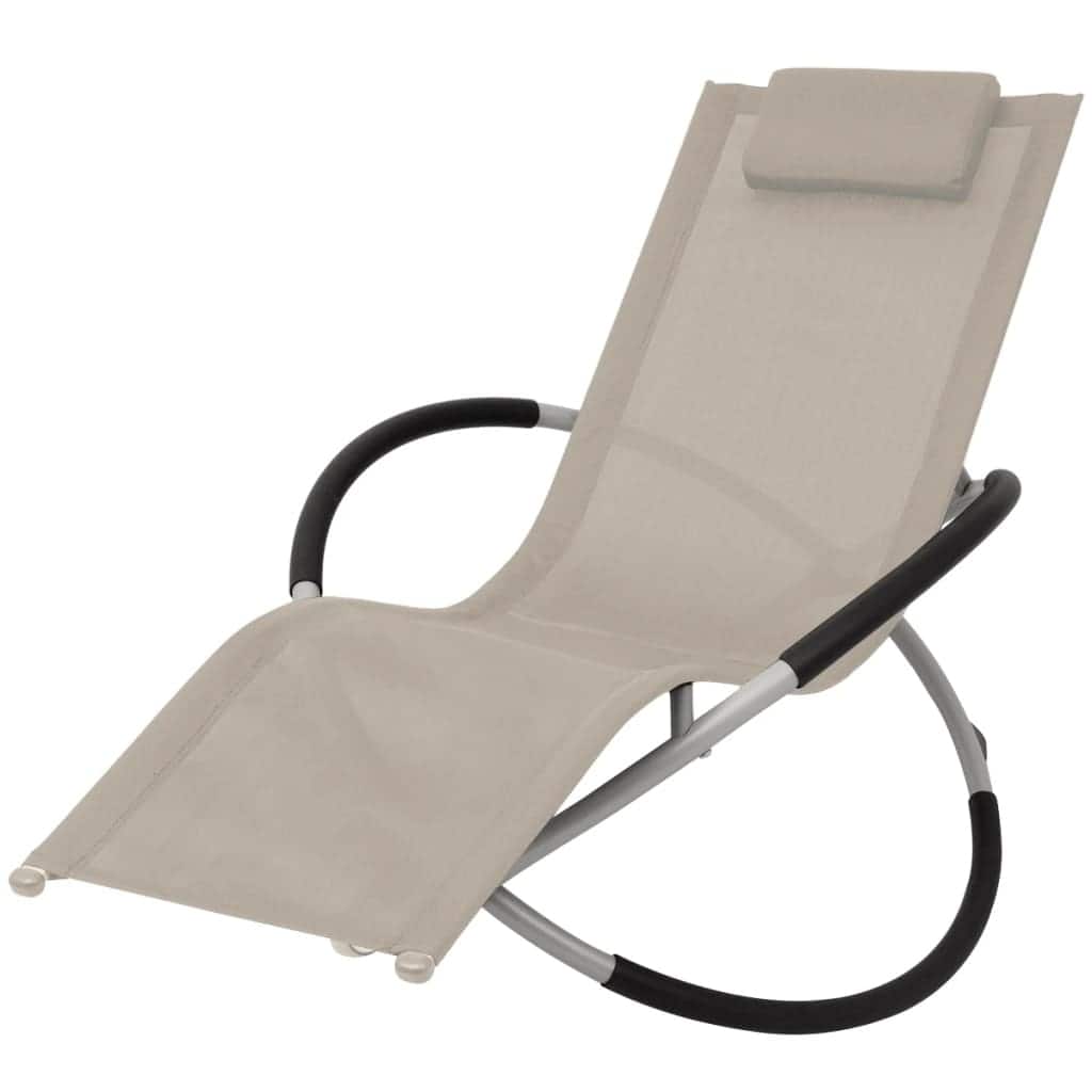 vidaXL Sun Lounger Black (frame) and cream (fabric) - 29.1 x 56.7 x 33.5