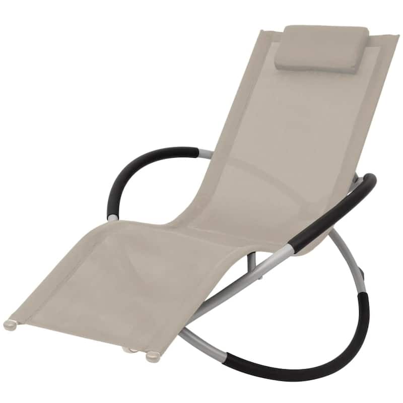 vidaXL Sun Lounger Black (frame) and cream (fabric) - 29.1 x 56.7 x 33.5