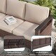 preview thumbnail 19 of 27, Bonosuki 3 Pieces Patio Sofa with Ottomans, All-Weather PE Rattan Wicker Sofa Small Patio Conversation Couch with Cushion, Brown