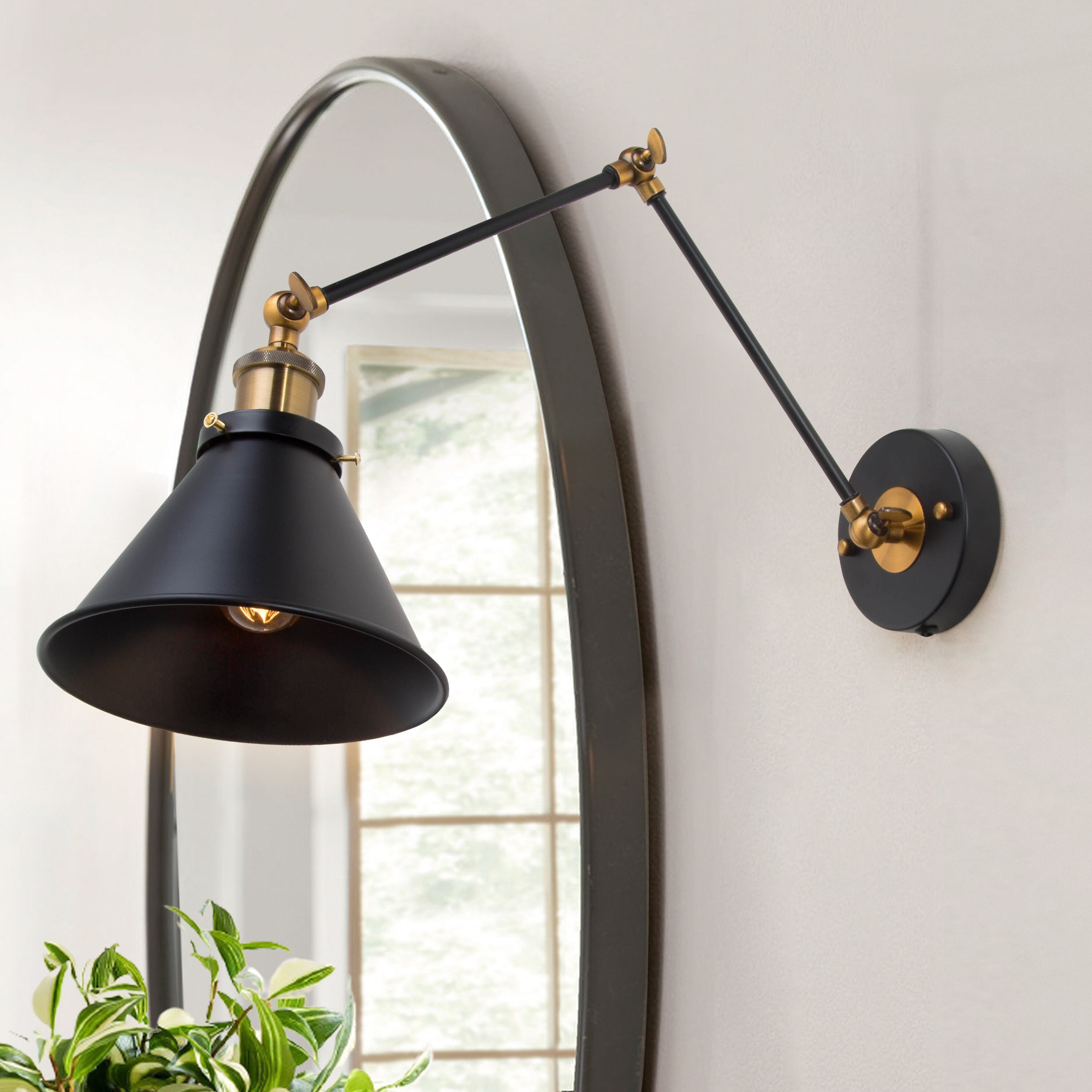 Lnc Modern Farmhouse 1 Light Black Swing Arm Industrial Wall Sconce Lights Black Plug in Cord Size Black1